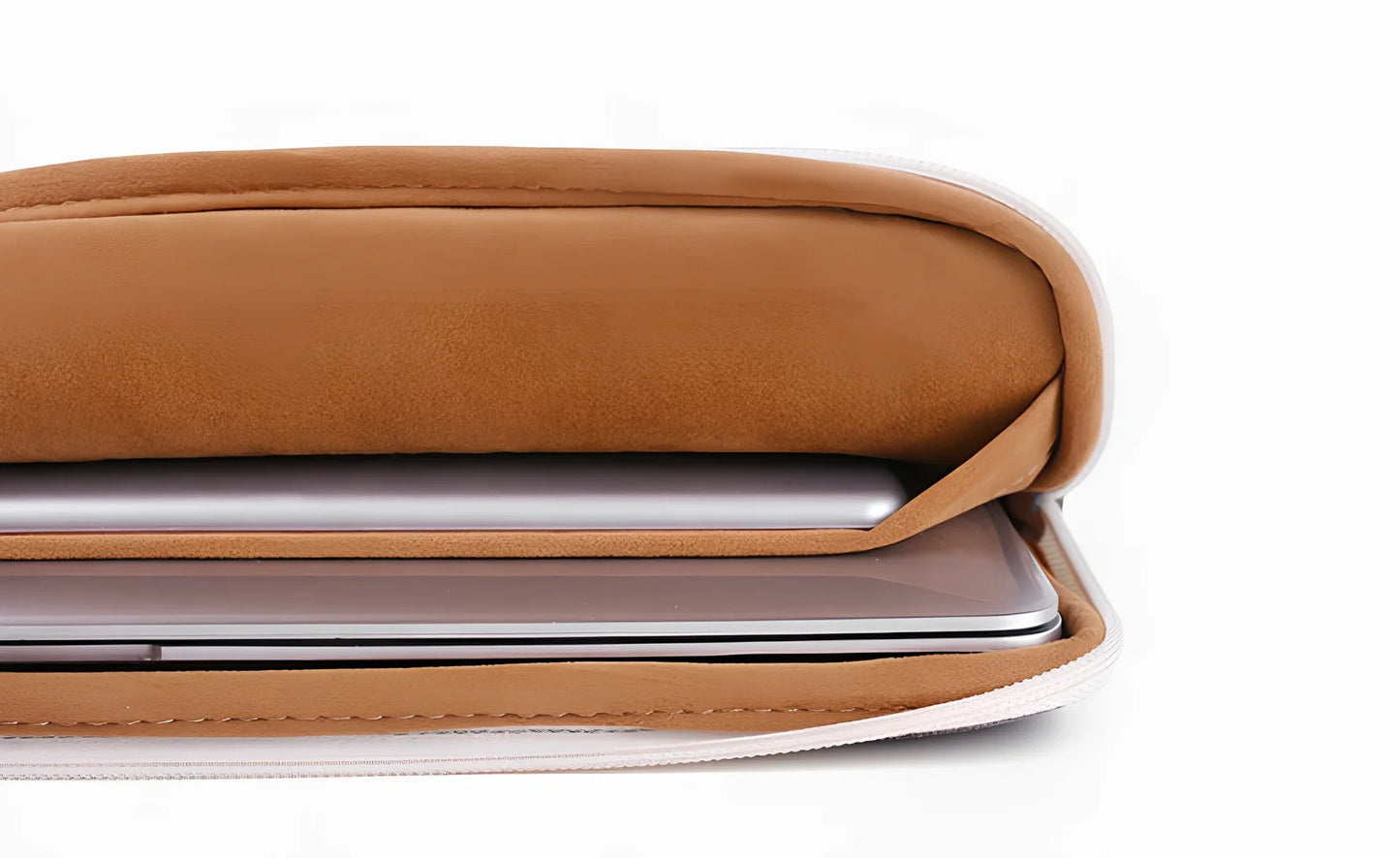 Canvas laptop sleeve showing size options for 11-15 inch devices with protective padding