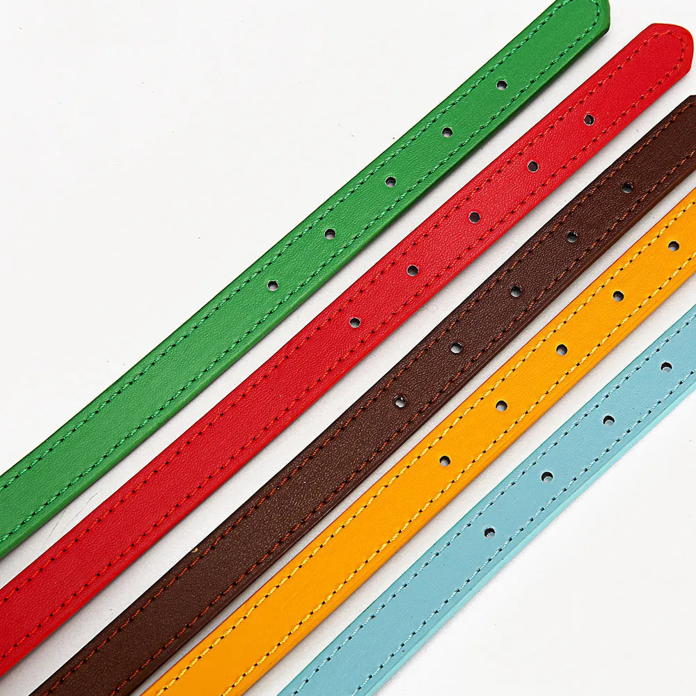 Dog collar made from PU material in coffee colour with metal buckle and adjustable strap