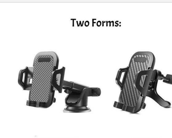 Universal Car Phone Holder in black with adjustable panel and suction cup mount