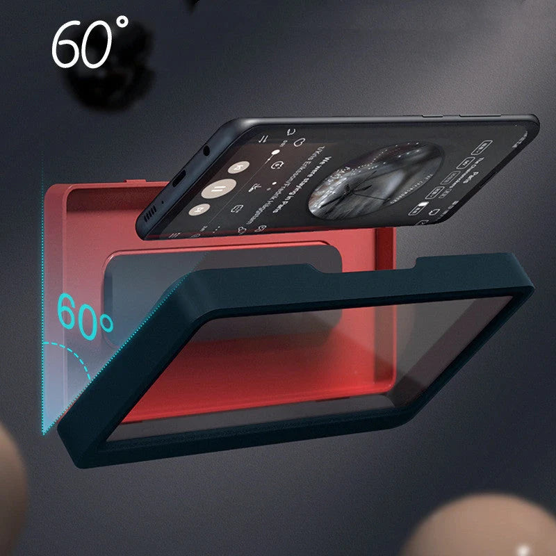 Waterproof wall-mounted phone case with anti-fog technology, fits phones up to 6.8 inches