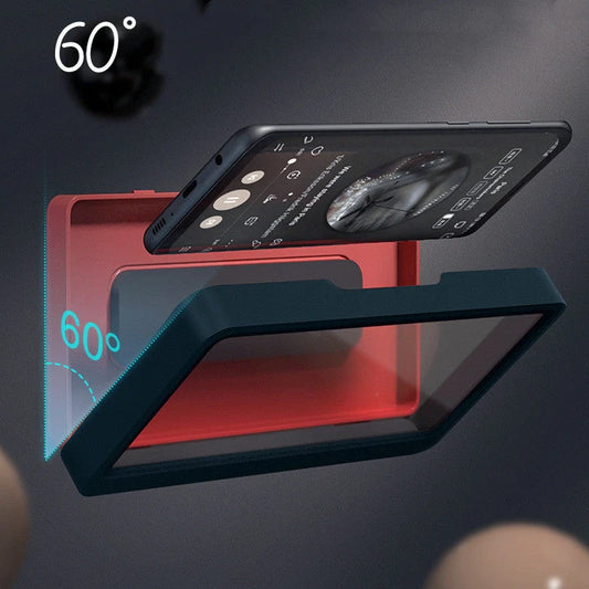 Waterproof wall-mounted phone case with anti-fog technology, fits phones up to 6.8 inches