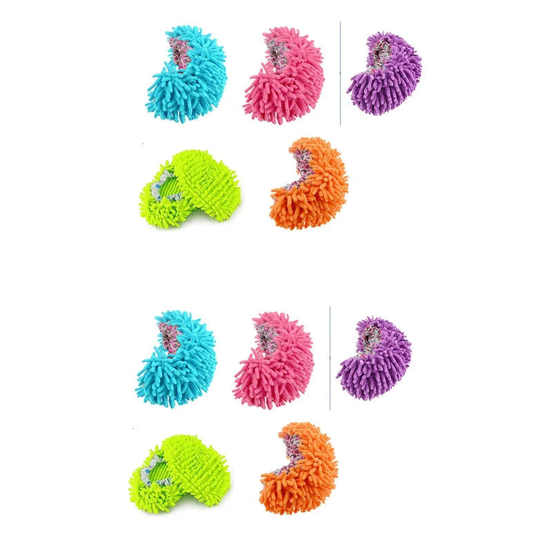 Chenille mop slippers in various colours for easy home cleaning