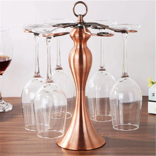 Bronze metal wine glass rack for upside-down storage, dimensions 32x26x26cm