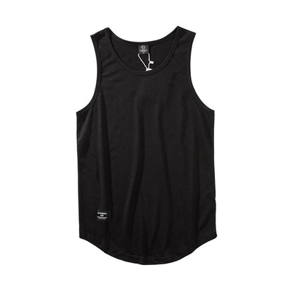 Men's cotton sleeveless scoop tank top with printed design in various colours