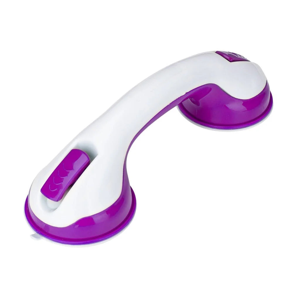 ABS suction cup bathroom handrail in green, blue, and purple for anti-slip safety