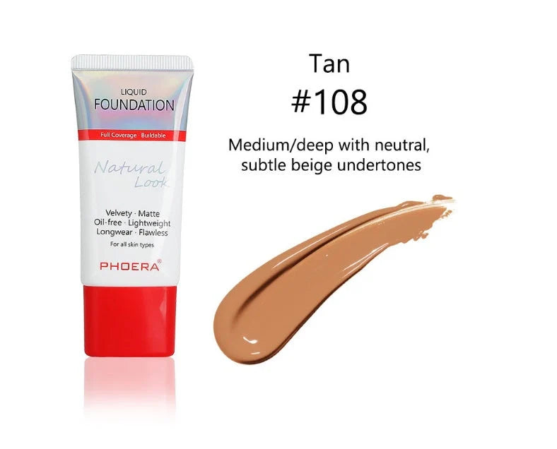 Matte Silky Tube Liquid Foundation in various shades for a flawless finish