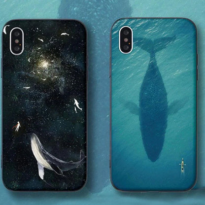 Silicone mobile phone case with whale pattern design for Apple iPhone protection