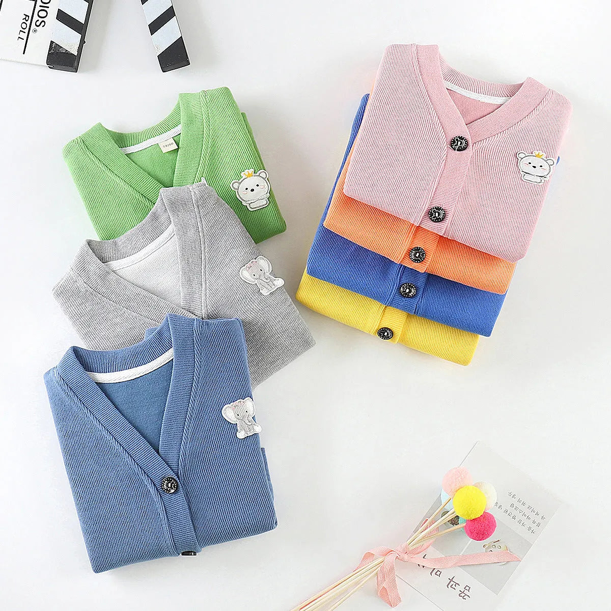 Baby cotton knitwear cardigan jacket in soft fabric, long sleeves, available in multiple colours for girls