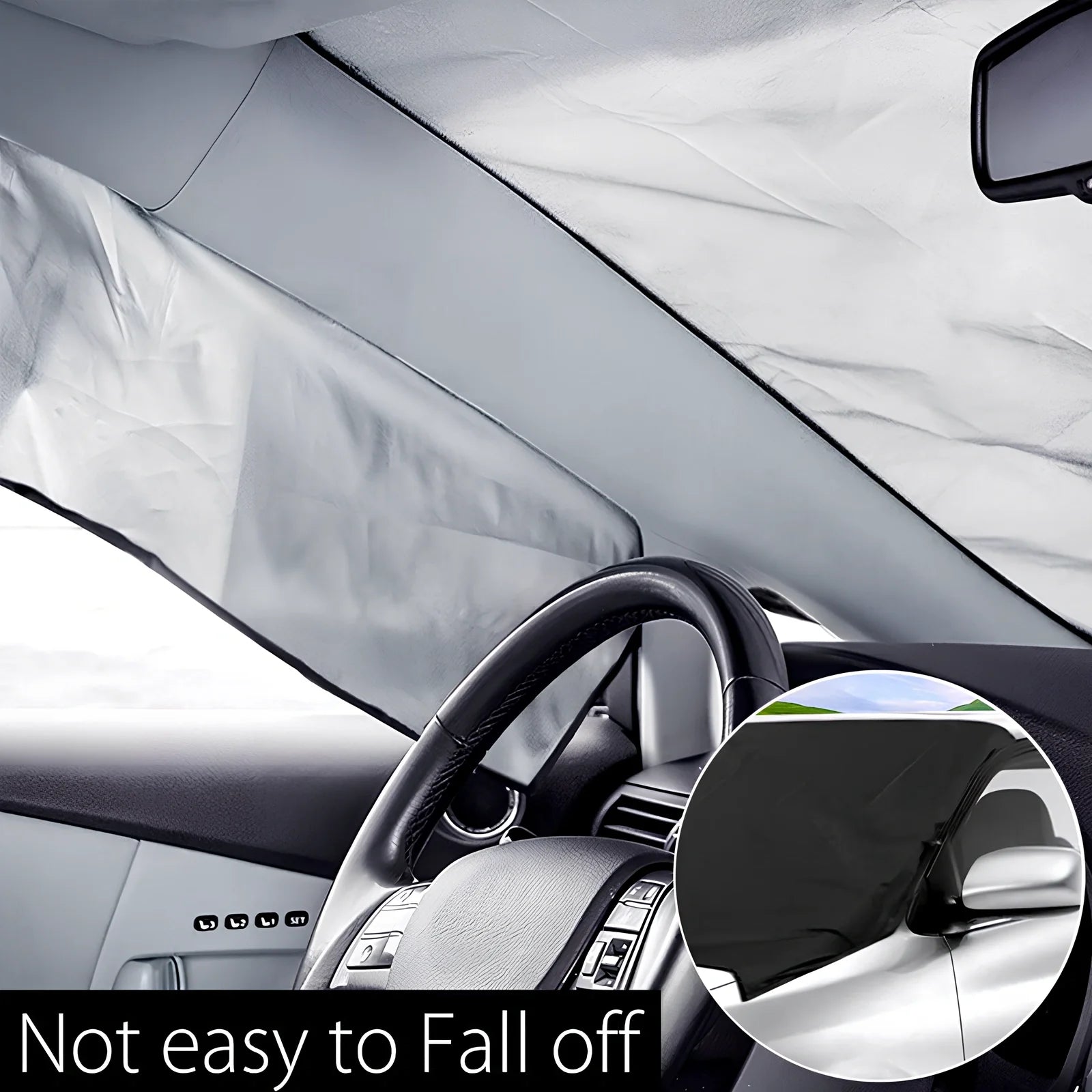 Car front snow cover with magnetic strips on silver Oxford cloth for winter protection