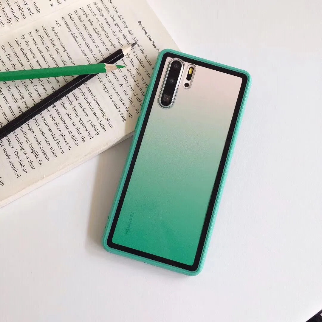 Rainbow pattern transparent phone case for Huawei smartphones in four colour options