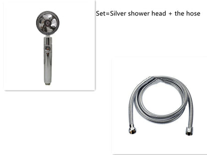 High-Pressure Rainfall Shower Head with 360-Degree Rotation and Built-In Fan for Relaxing Bathing Experience