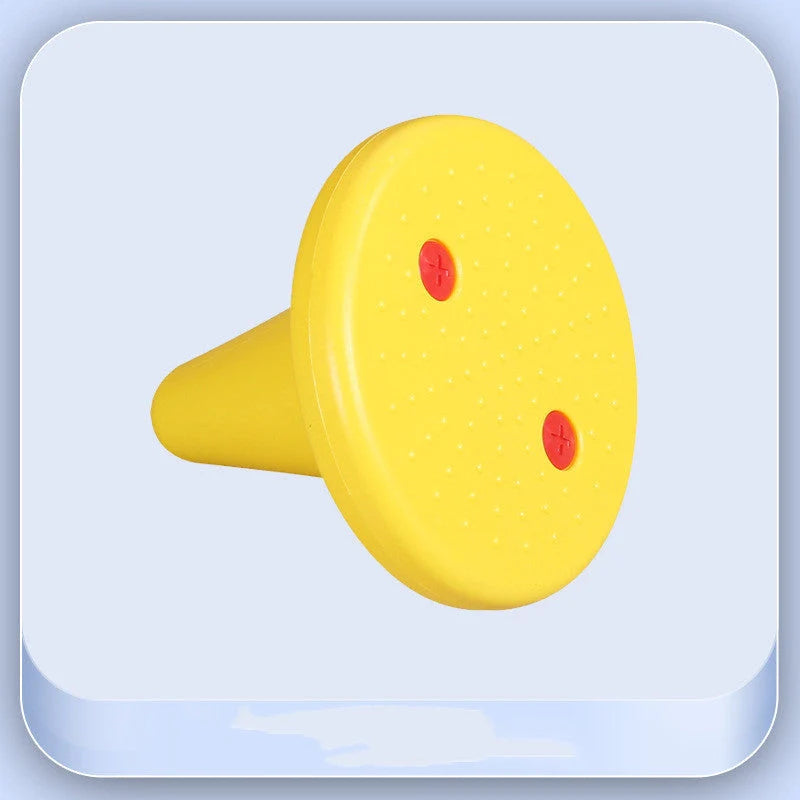 Children's balance training toy with bright colours and tactile dots for sensory integration