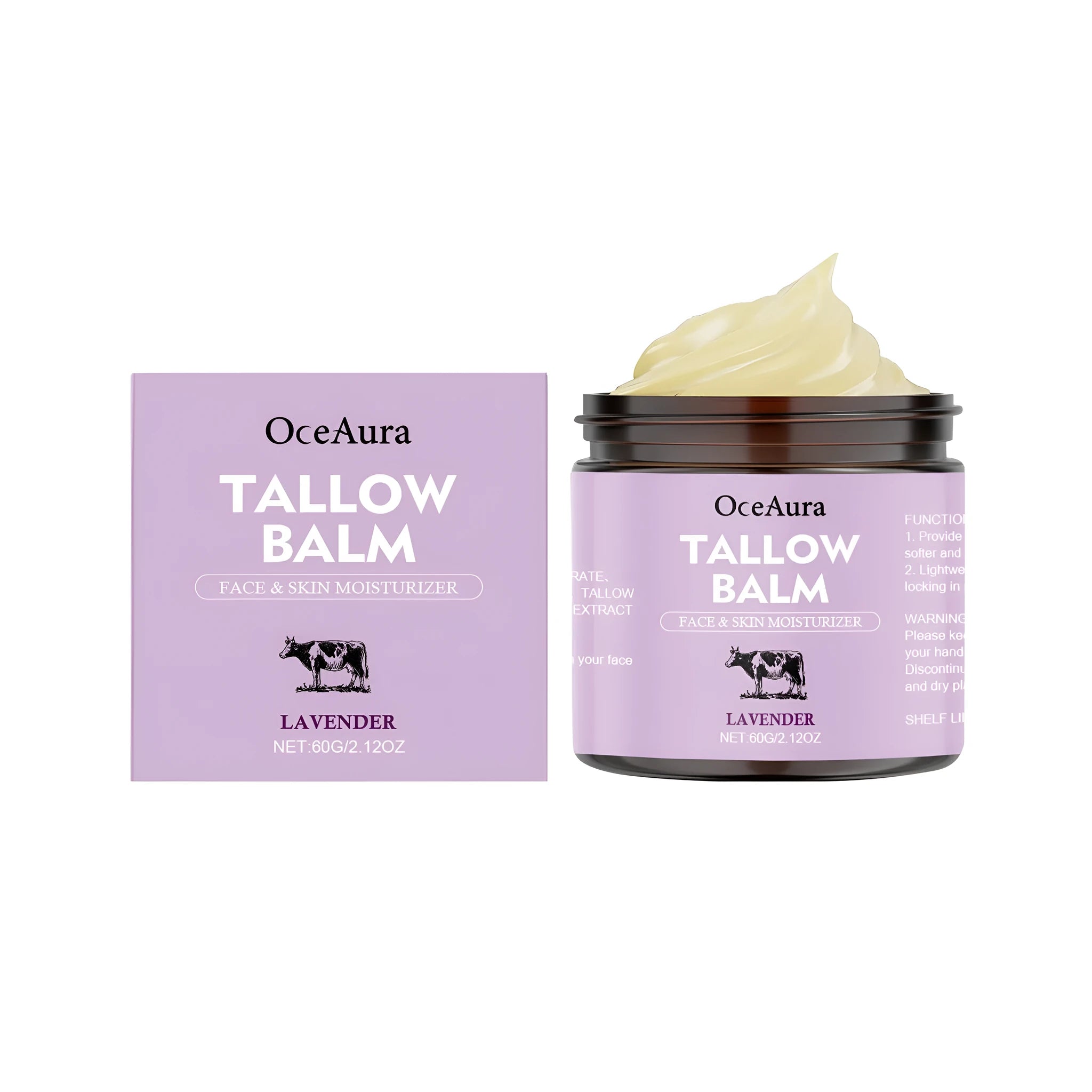 60g container of lavender cow fat moisturising cream for facial skincare