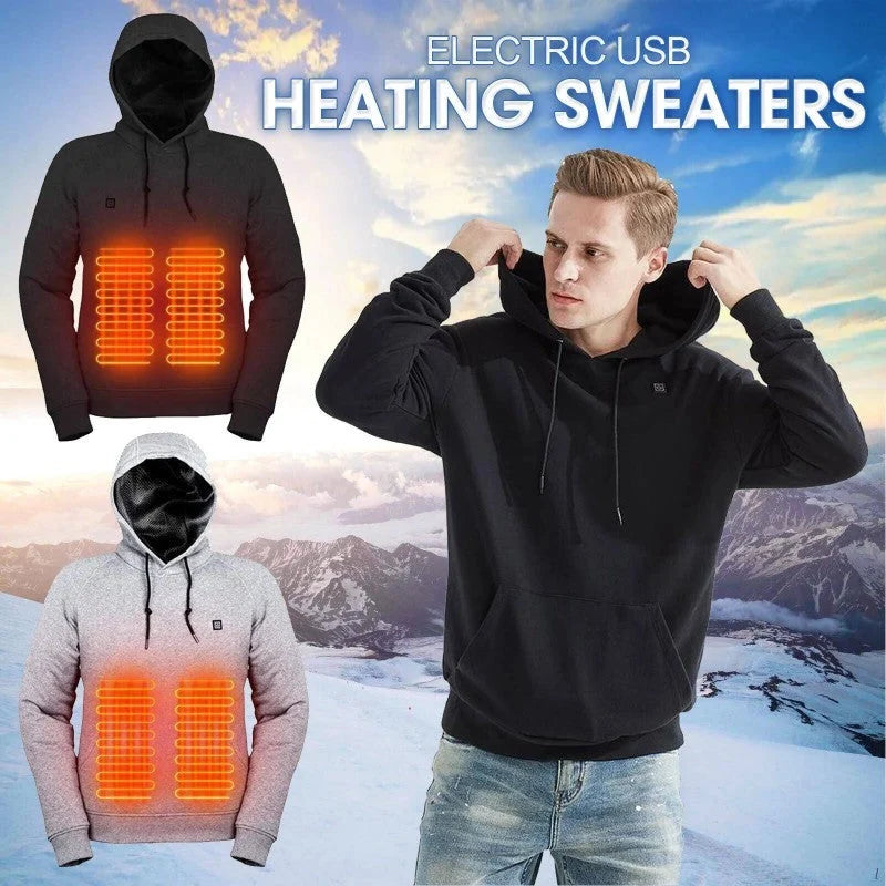 2024 New Outdoor Electric USB Heating Jacket in black and grey with adjustable heat settings