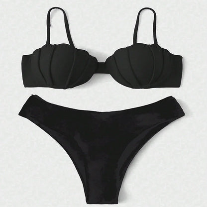 Sling I women's beach bikini swimsuit in rose red, black, or blue with sleeveless design and polyester fabric