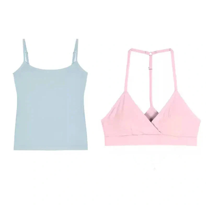 Short sleeveless see-through top in polyester fabric showing no back design