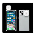 Ring flashing mobile phone case for iPhone 13 in solid colour with integrated selfie light.