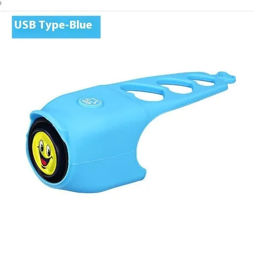 Black electronic bicycle horn for handlebars with two 2032 batteries