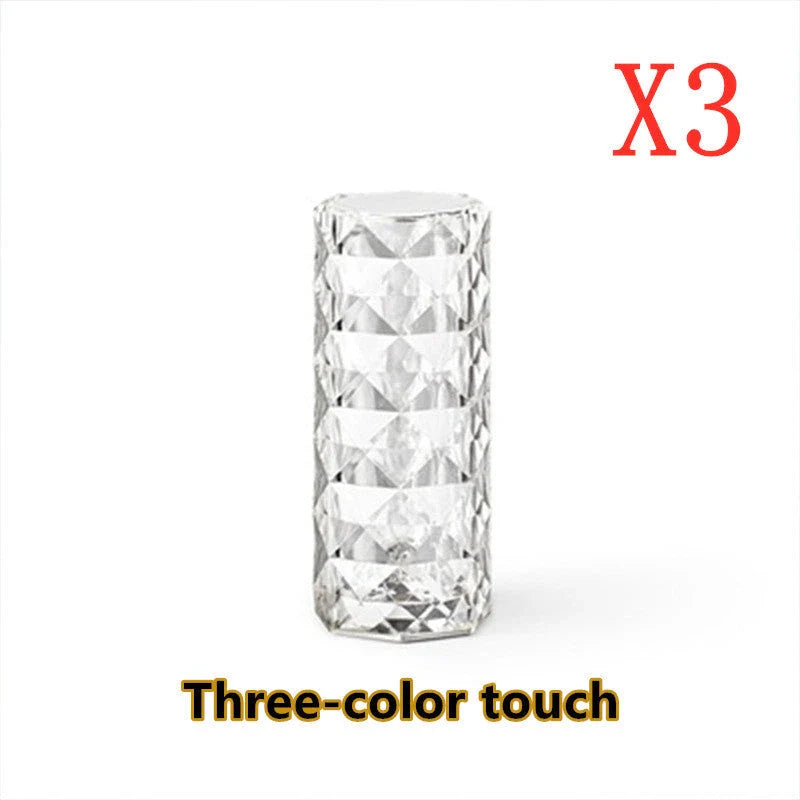 Elegant crystal table lamp with touch control and customizable 16-color lighting