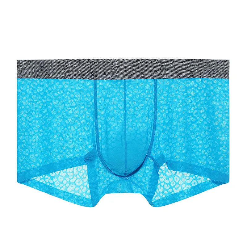 Men's seamless lace boxer briefs in jacquard polyester fabric on a low waist design