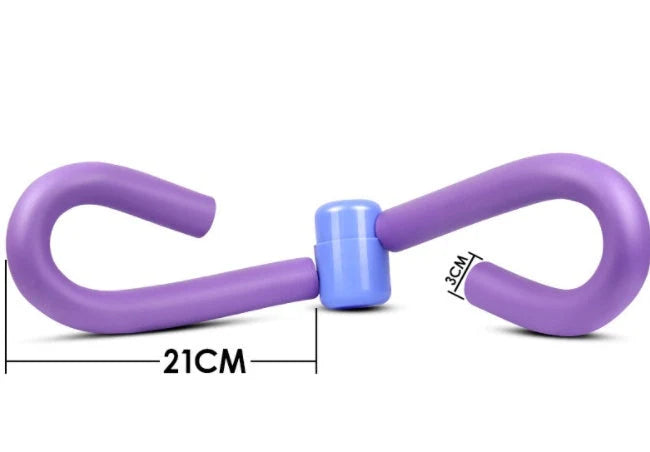 Compact leg training clip in purple, pink, blue, and grey for gym and home workouts