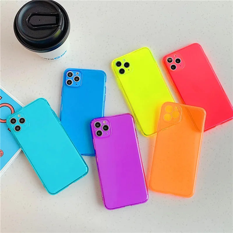 Transparent fluorescent TPU phone case for Apple iPhone 13 series in orange colour