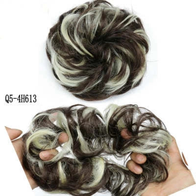 Synthetic wavy curly messy hair bun for women, 12cm diameter, high-temperature wire