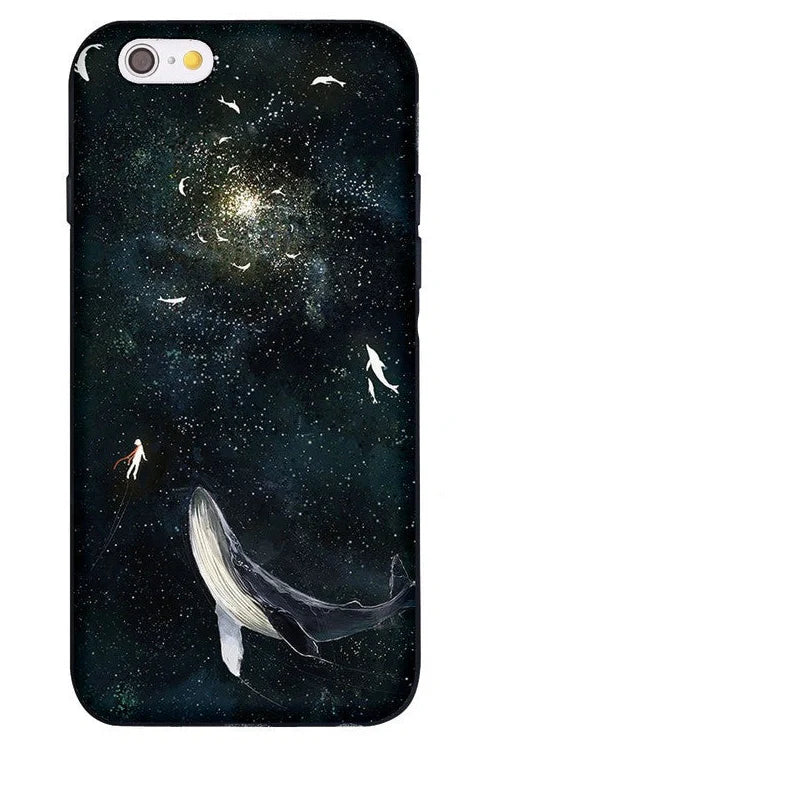 Silicone mobile phone case with whale pattern design for Apple iPhone protection