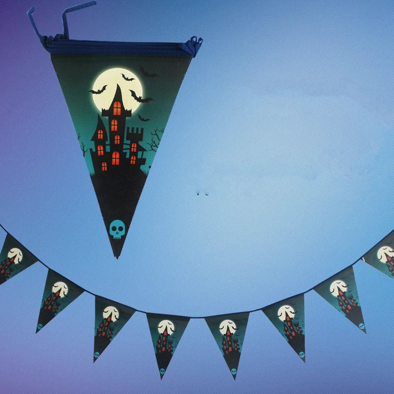 Vibrant Halloween paper bunting with ghosts, pumpkins, and witches for Kiwi celebrations and parties