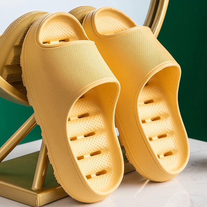 Thick-soled EVA slippers in various colours for home and bathroom use