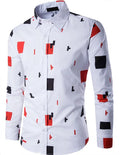 Mens casual long sleeve white cotton shirt front view with full size range