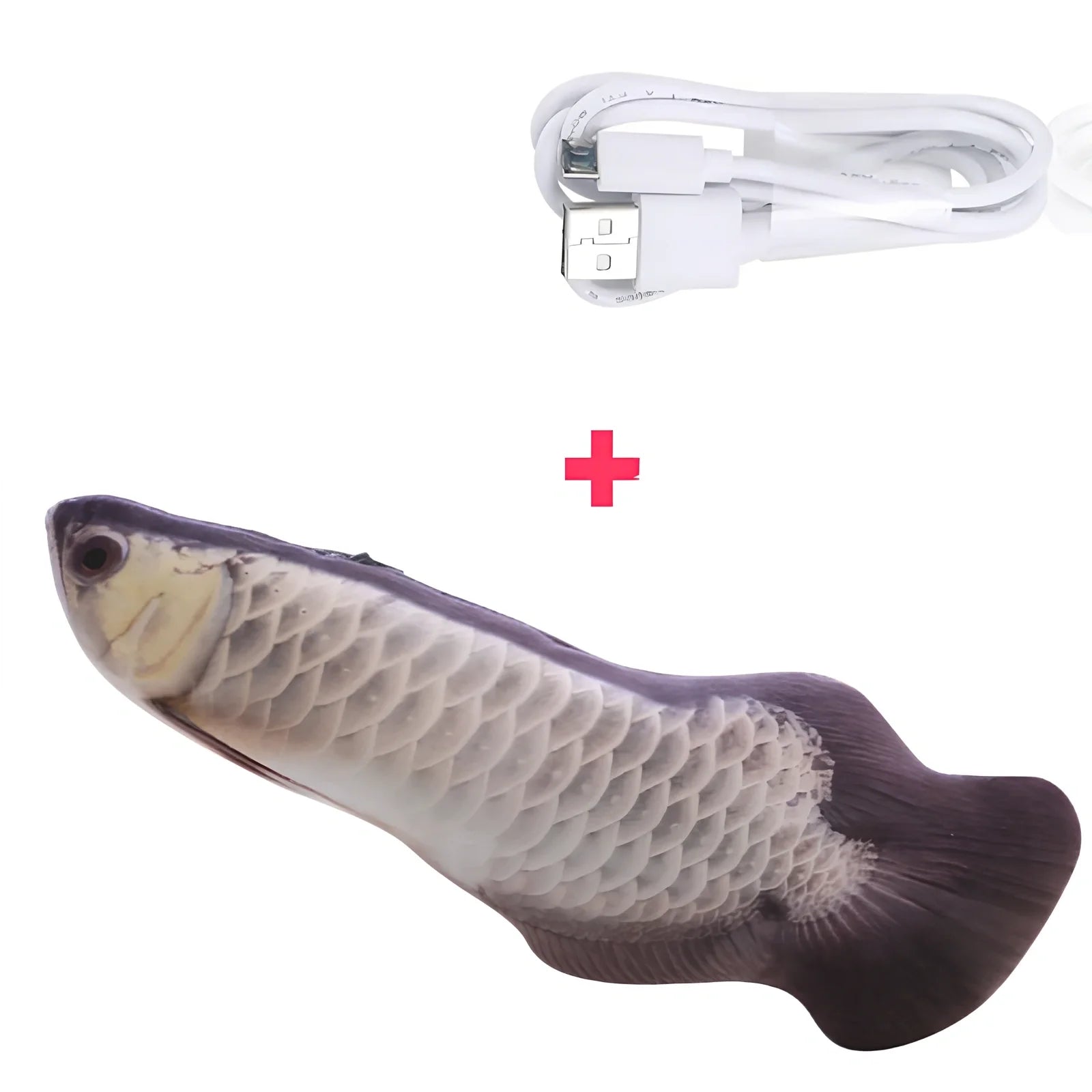 Electric flopping fish cat toy in clownfish design, 30cm long, USB rechargeable with touch sensor for play activation