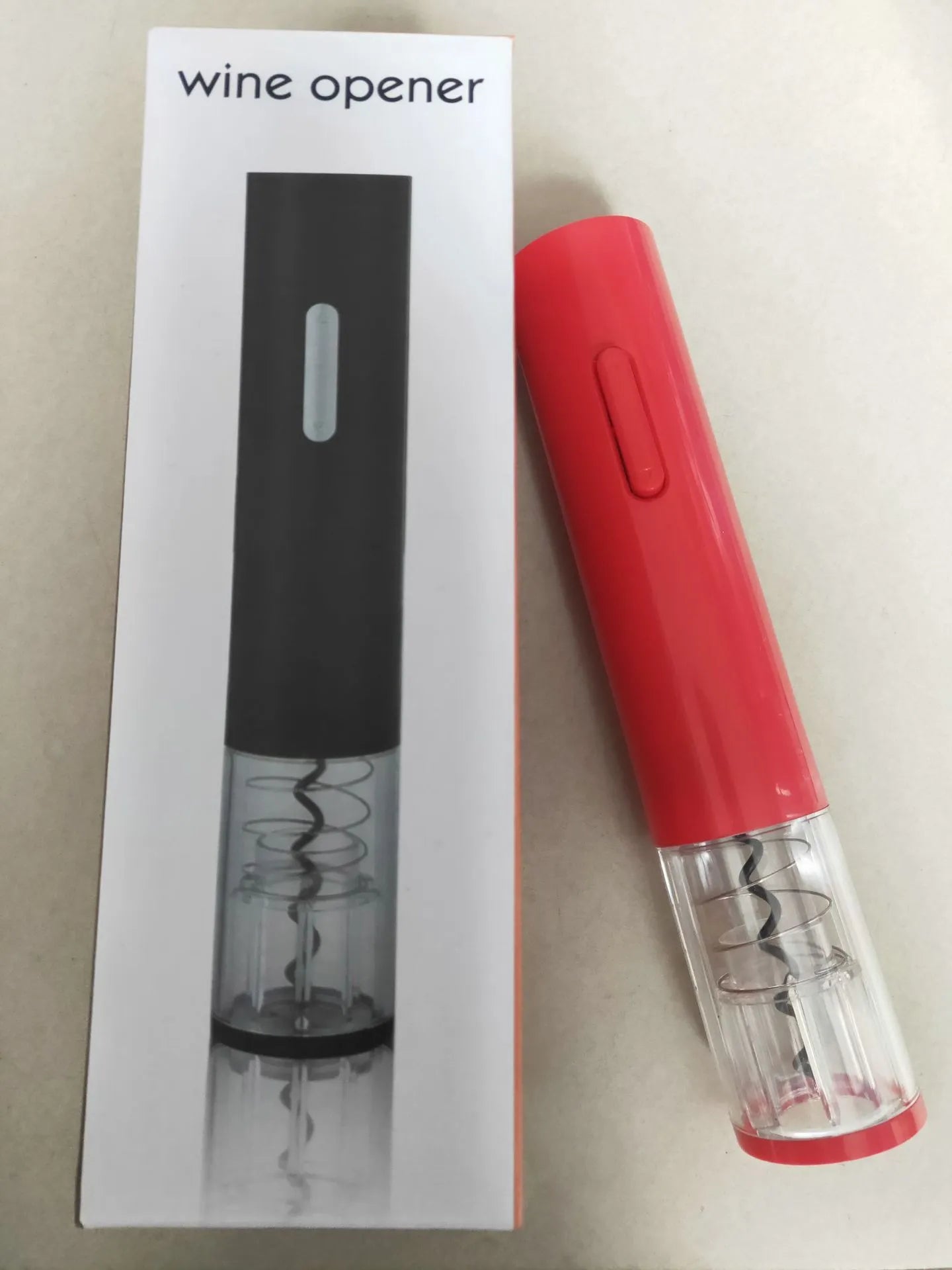 Automatic electric wine bottle opener with foil cutter in black, red, and white colour options