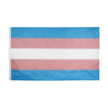 Transgender rainbow pride flag in polyester fibre, 90x150cm, displayed outdoors on a pole