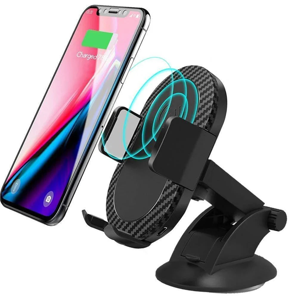 Wireless Fast-Charging Kiwi-Designed Car Phone Mount with adjustable grip and sleek, low-profile design