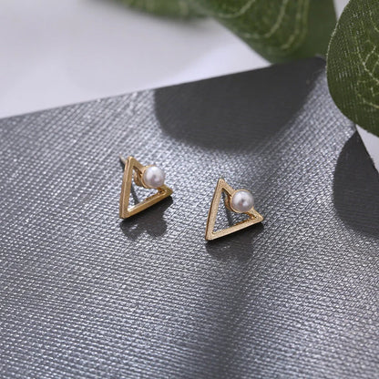Hollow diamond square stud earrings in alloy with geometric design options