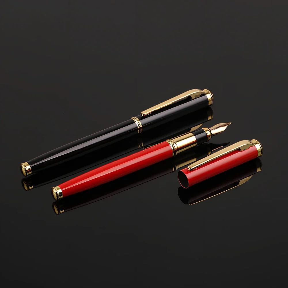 Red and black 0.5mm metal ink pen with Yijin nib for office writing, 14cm length in OPP bag