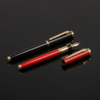 Red and black 0.5mm metal ink pen with Yijin nib for office writing, 14cm length in OPP bag