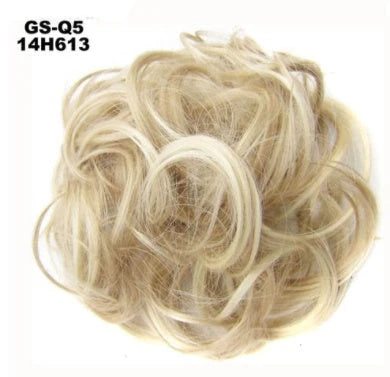 Synthetic wavy curly messy hair bun for women, 12cm diameter, high-temperature wire