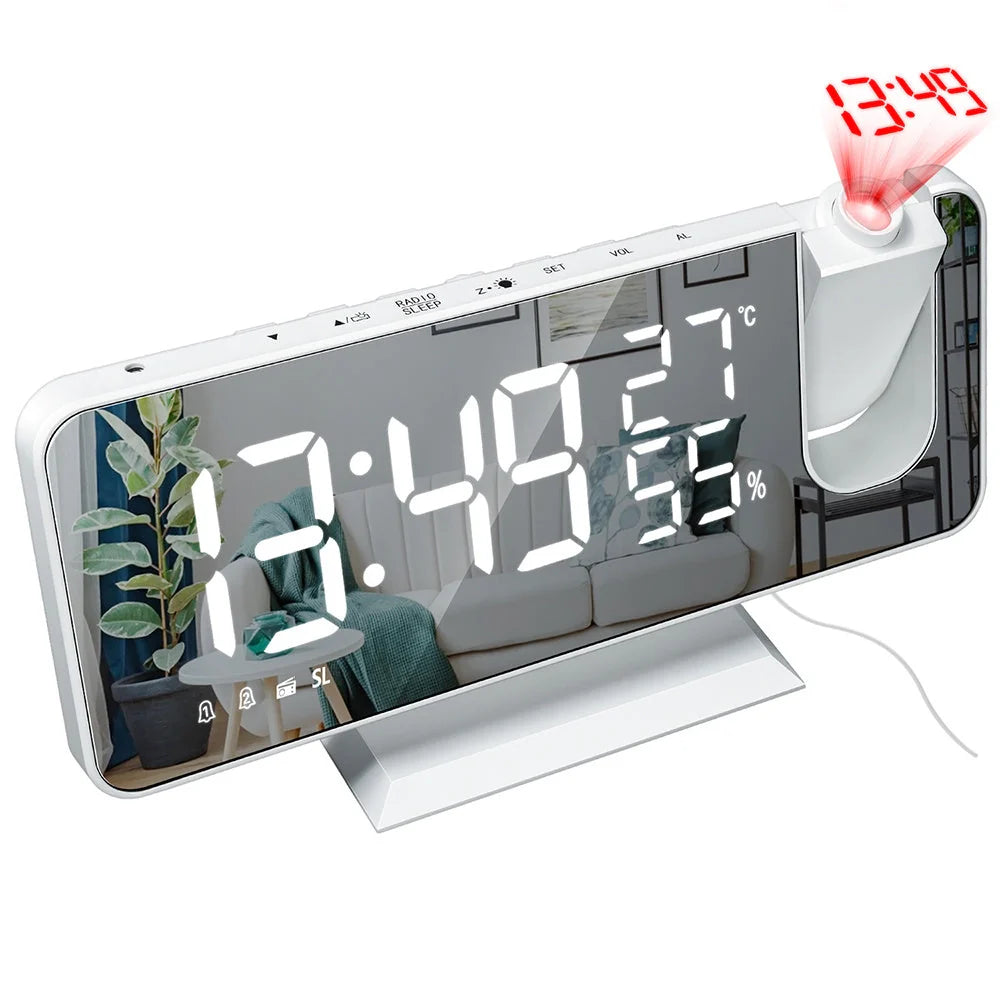 Multifunctional radio projection alarm clock with LED display and USB port
