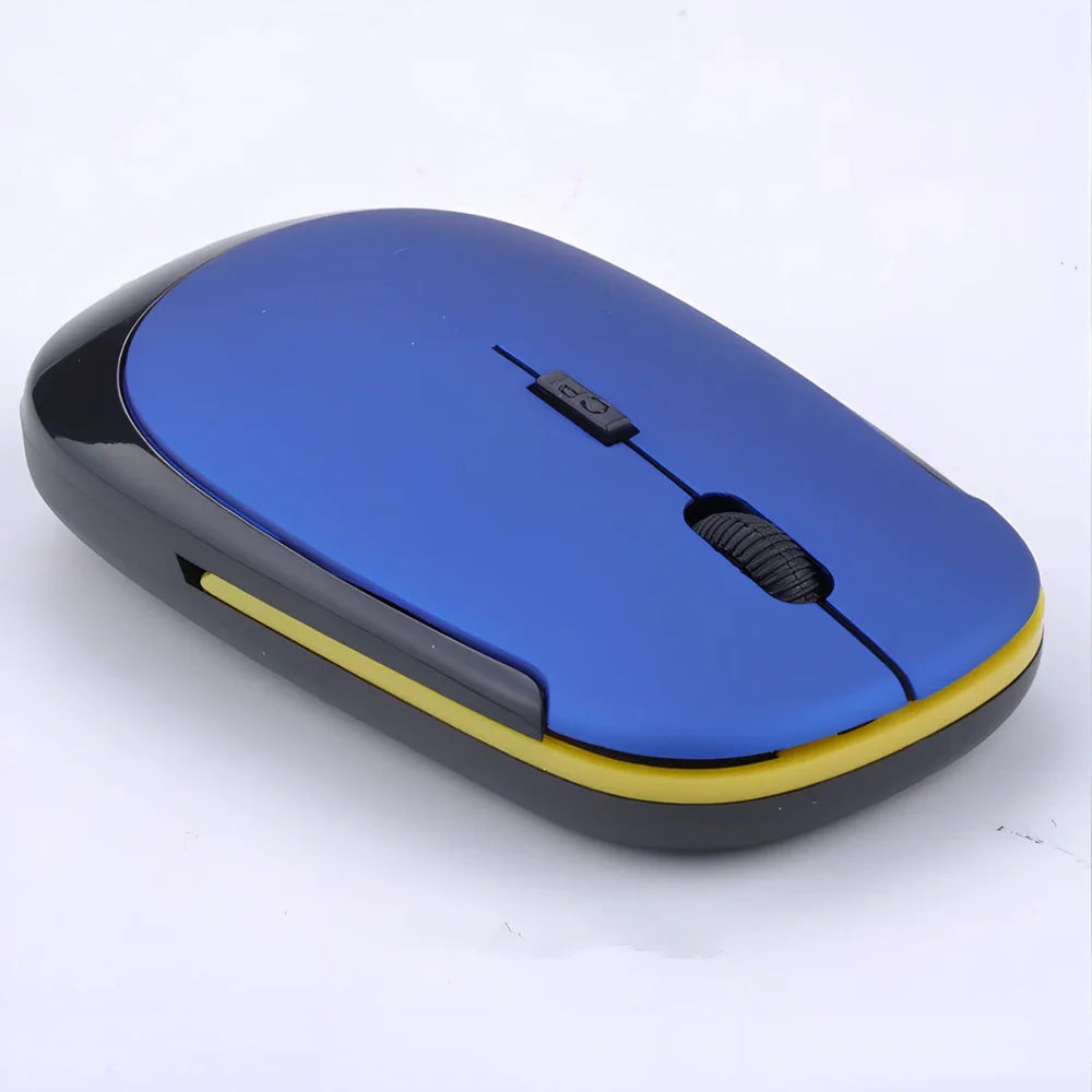 Red wireless Bluetooth optical mouse for laptops, 10x6x2cm size with 1200dpi sensor and 2m range