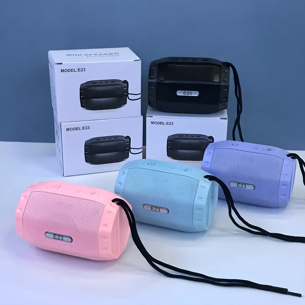 Slim USB card shaped Bluetooth speaker in black, blue, pink, and purple colour options