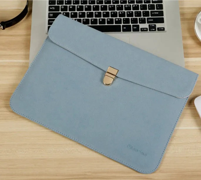 Notebook inner bag in matte PU fabric for 12-14 inch laptops, simple hand bag style