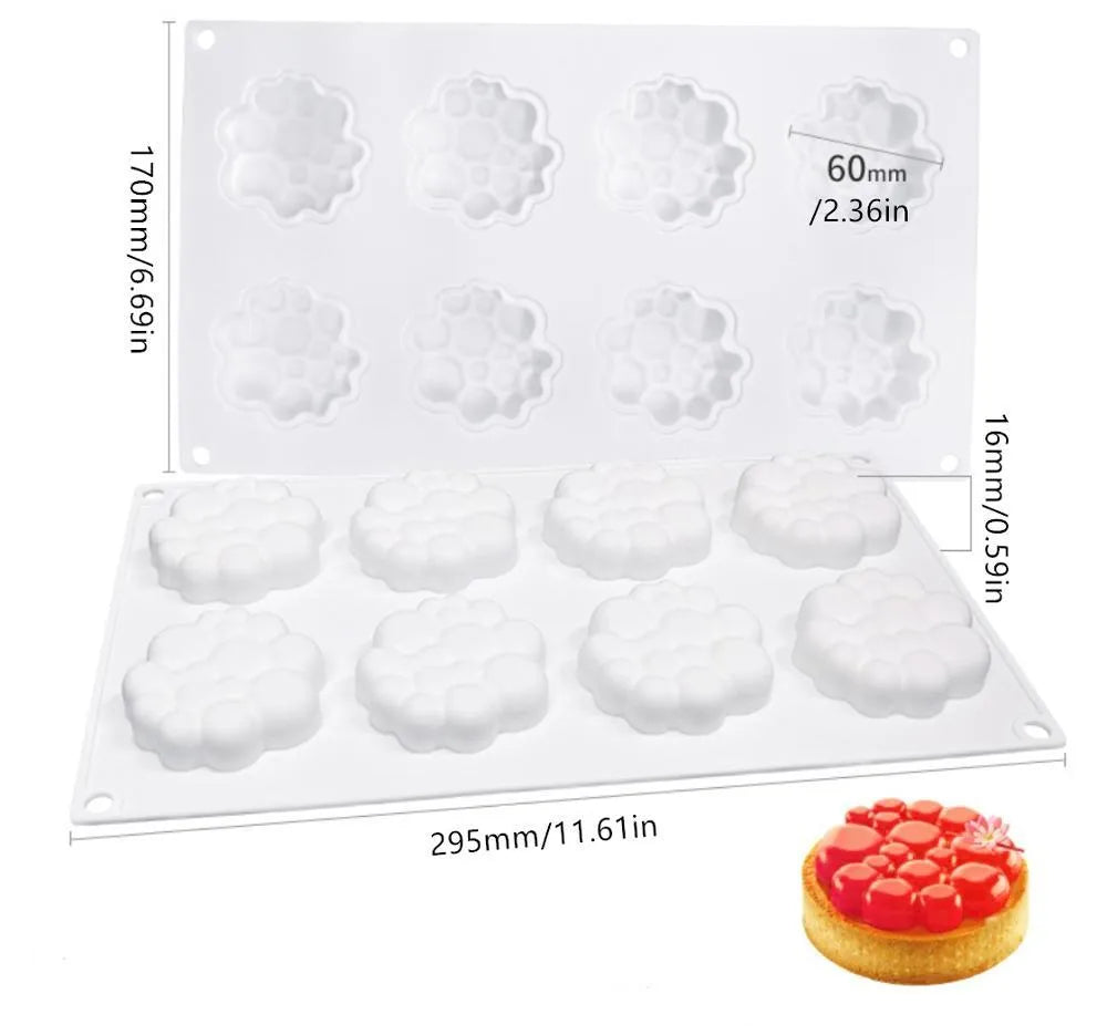 Round silicone cake mould with bubble tower pattern for baking and desserts