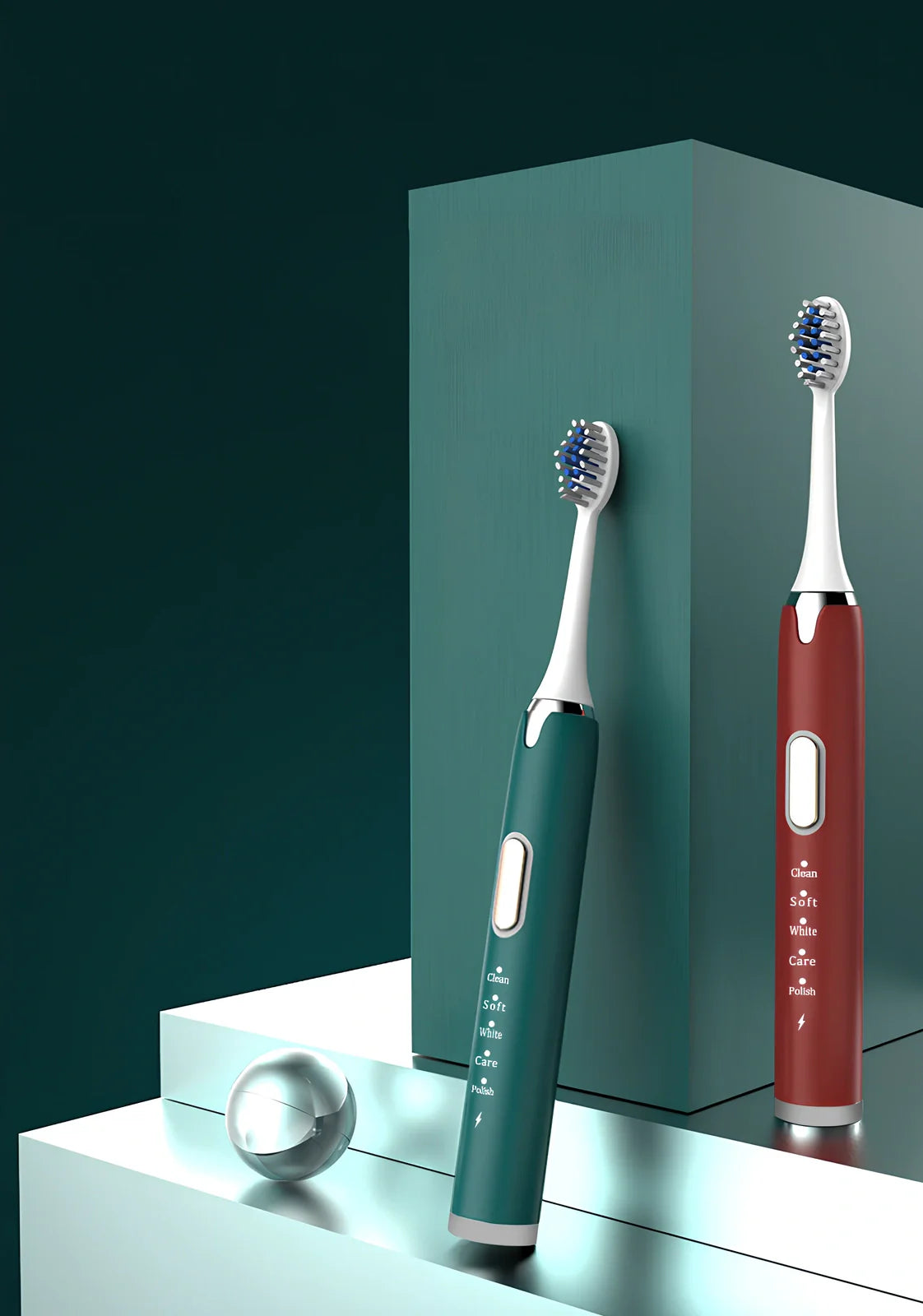 Ultrasonic electric toothbrush with USB charger and replacement brush head in jazz black colour