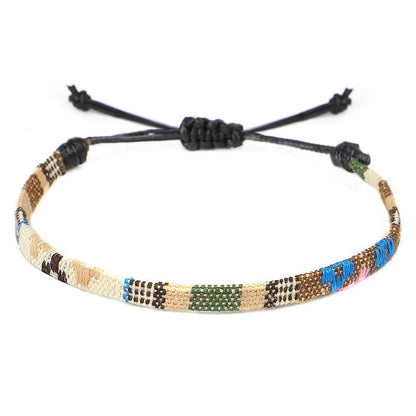 Hand woven rainbow colour bohemian style anklet for men and women
