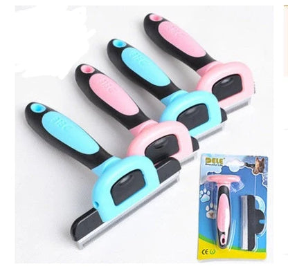 Blue and Pink Pet Hair Removal Comb for long straight hair, sizes S, M, L