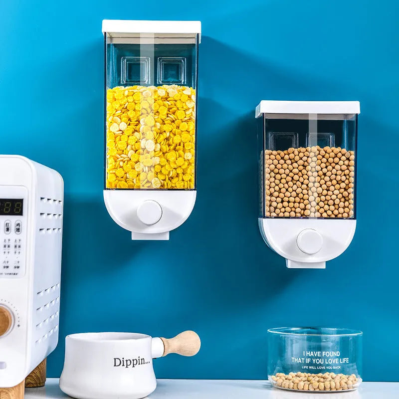 White transparent wall-mount food storage box with easy-press lid on kitchen wall