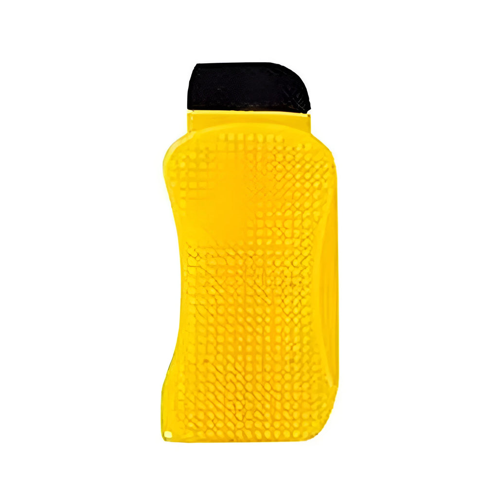 3-in-1 silicone sponge scrubber with built-in soap dispenser, nylon scraper, and squeegee on kitchen counter