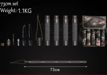 Multifunctional tactical stick for outdoor adventures with tools including bottle opener and compass